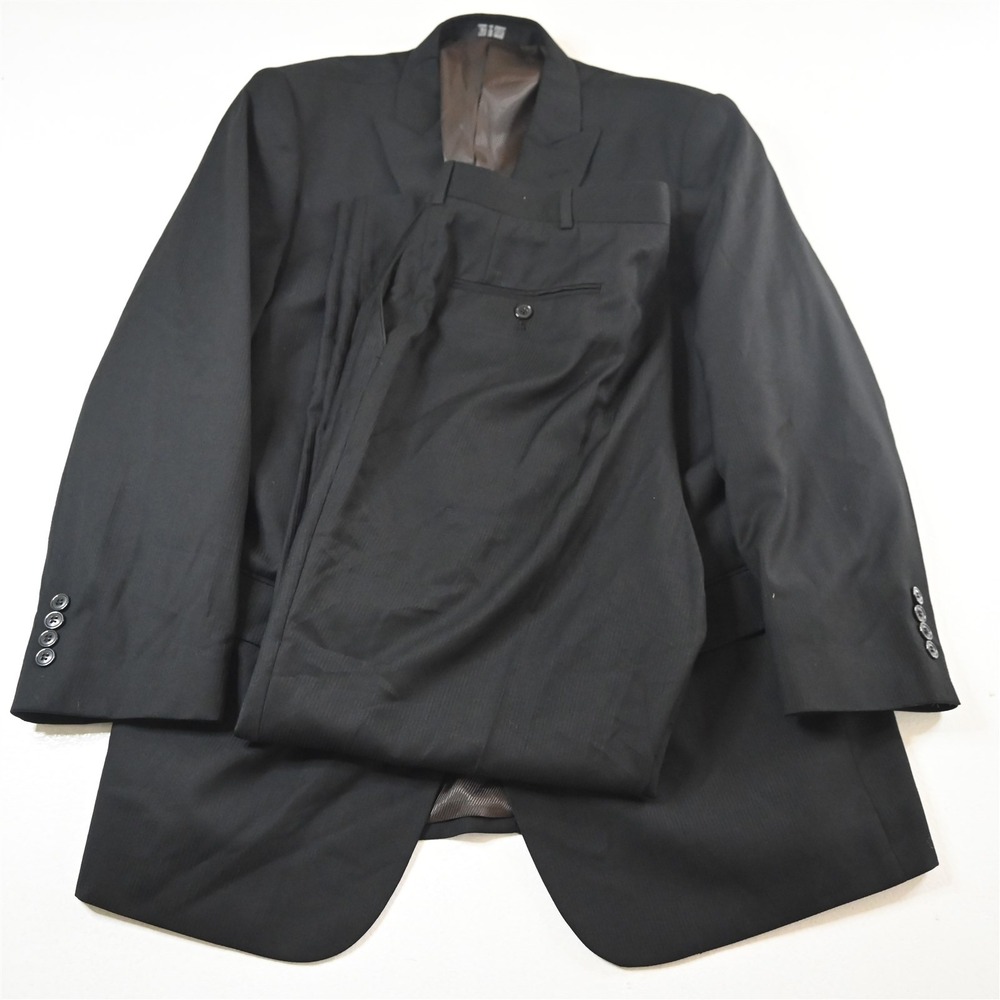 Andrew Fezza 46R 36x32 Black Striped Assets Mens Jacket Pants Suit
